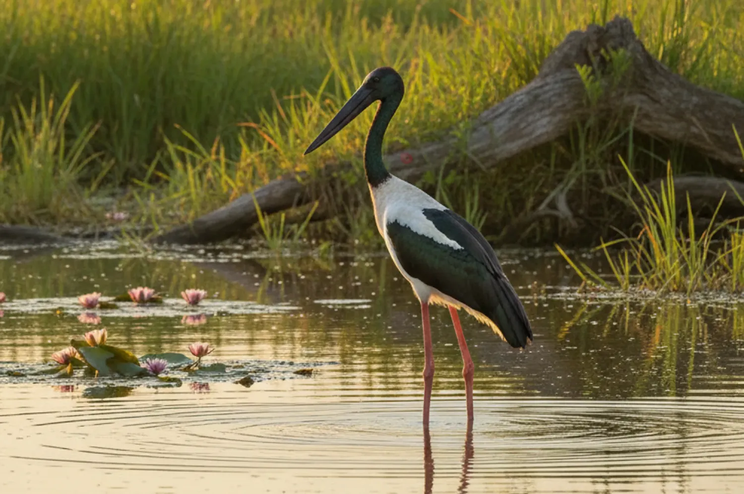 black necked stork